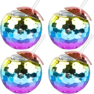 Bola de plástico electrochapado para fiesta, bola colorida para discoteca, botella de agua, Pajita esférica, regalo, Bar