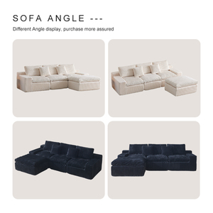 Canapé en tissu compressé en forme de L, sans armature, avec mousse à mémoire de forme, moderne, pour appartement, maison, loft, salon - Product Image 5