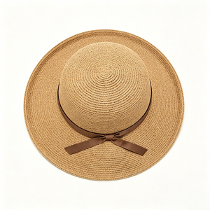 Unisex Plain <b>Straw</b> Floppy Bucket <b>Hat</b> with Bow UV Protection Foldable Wide Brim Sun <b>Hat</b> for Summer Beach Travel - Product Image 2