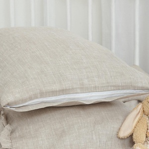 Juego de Fundas de Cuna de Lino Orgánico Cómodo para Bebé, Color Sólido Personalizado, Ropa de Cama Infantil, Sábanas para Cuna de Bebé al por Mayor, Nuevo con Borde Ondulado - Product Image 4