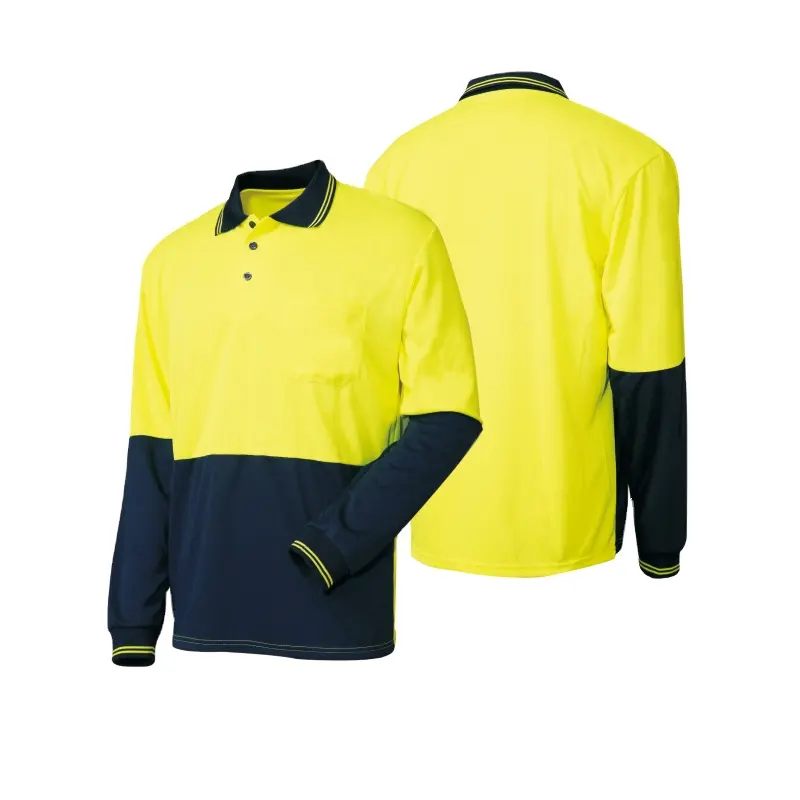 Safety Products Soft Reflective Polo Long Sleeve Hi-vis T-shirt Polo