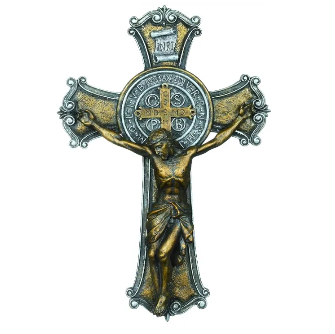 수지 구리 색 십자가 수공예품에 못 박힌 예수의 새로운 장식 동상