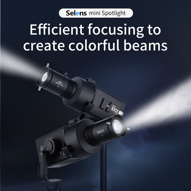 Selens Bowens Mount Optical Snoot Projection Attachment Adjustable Focus Spotlight Gobos Condenser for Studio LED Video Light