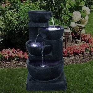 Jardin 4 pneus <span class=keywords><strong>fontaine</strong></span> d'eau solaire <span class=keywords><strong>fontaine</strong></span> d'eau en cascade avec sable noir couleur blanche grandes statues de jardin - Product Image 3