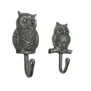 Metal búho par abrigo gancho decorativo pared colgante Anime Animal tema Regalo - Product Image 4