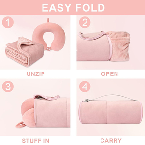 في السفر ، بطانية يدوية ناعمة ممتازة ، حزمة مدمجة ، وسادة بطانية كبيرة مع حقيبة سفر متينة - Product Image 4