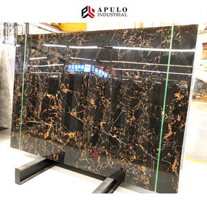 백색 노란 정맥을 가진 자연적인 돌 까만과 금 정맥 꽃 포르토 까만 대리석 벽 미켈란젤로 익지않는 까만 금 대리석 석판 - Product Image 3