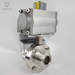 วาล์วผีเสื้อตัวผู้/ตัวเมียระบบนิวเมติก SMS เกรดอาหาร SS316L พร้อมตัวกระตุ้นแบบนิวเมติก - Product Image 2