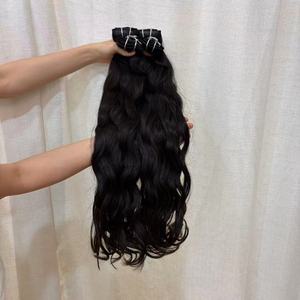 Extensions à clips en PU, <span class=keywords><strong>cheveux</strong></span> humains vierges russes naturels ondulés, Remy bruts, double épaisseur, cuticules alignées, sans couture, vente en gros, nouveauté - Product Image 1