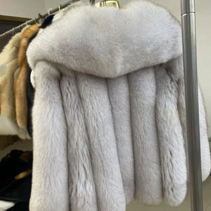 Hermosa ropa de <span class=keywords><strong>mujer</strong></span> suelta de color, ropa de cuello vuelto grande, prendas de vestir de piel Real - Product Image 2