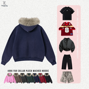 Felpe <span class=keywords><strong>con</strong></span> Cappuccio Unisex Personalizzate Yingling <span class=keywords><strong>con</strong></span> Logo, Collo in Pelliccia Lavato, Stile Vintage <span class=keywords><strong>con</strong></span> <span class=keywords><strong>Colletto</strong></span> Alto, Felpe Pesanti <span class=keywords><strong>con</strong></span> Cappuccio - Product Image 3