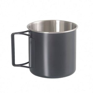 Outdoor Camping Stainless Steel 304 Tumbler 330ml Capacity Green Black Folding Handle Modern <b>Spray</b> Painted Mug - Product Image 4