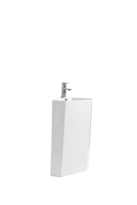 Lavabo <span class=keywords><strong>angolare</strong></span> bianco da terra in ceramica con foro singolo per rubinetto e troppopieno - Product Image 2