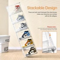 Boîtes de rangement pour chaussures en plastique transparent empilables en gros personnalisées, boîte de rangement pour chaussures de grande taille