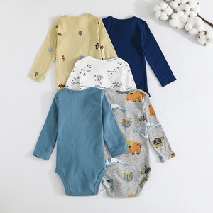 Baby Rompers Carter Long Sleeves Jumpsuit Crawling Clothes Cartoon <b>Animal</b> <b>Pattern</b> Pocket Autumn Unisex Five-Piece Set - Product Image 2