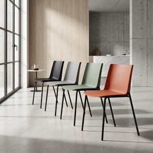 Silla Nórdica <span class=keywords><strong>de</strong></span> Plástico Apilable con Respaldo Ergonómico Minimalista Reforzado con Nervaduras Cruzadas, <span class=keywords><strong>de</strong></span> Polipropileno, para Cocina, Isla, Oficina en Casa y Estudio - Product Image 5