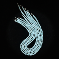 Taille populaire 6mm naturel bleu Larimar perles rondes collier en argent avec pierres précieuses rondes brillantes bijoux en pierres précieuses en vrac
