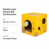 YAOYUE Doppelschichtiger Käsebox-Kratzbaum für Katzen, Leuchtend Gelbes Wellpappe mit Bogeneingang, 30x31x31cm