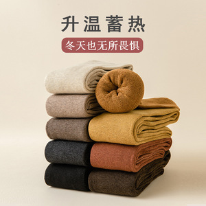 Thickened Knee <b>Socks</b> Solid Color Warm Terry Cloth Women's Long <b>Socks</b> For Winter Casual Wear - Product Image 2