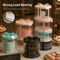 Boîte à gâteau cylindrique transparente en PET, 4-10 pouces, emballage de boulangerie rond transparent, plusieurs couleurs de couvercle, logo personnalisé pour anniversaire, mariage