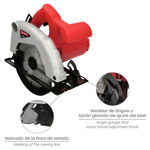 Sega circolare 1300 Watt. Lama da 185 mm. Taglio a Mitra con Regolatore di Profondità - Product Image 3