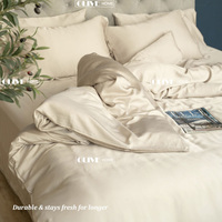 Parure de lit moderne de luxe en microfibre lavée, design épuré, certifiée OEKO-TEX, 300 fils/cm², drap-housse et housse de couette