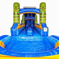 Toboggan aquatique gonflable double piste Tiki Wave de 24 pieds en PVC pour usage commercial FAN BOUNCE
