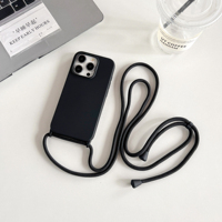Coques de téléphone portable transparentes antichoc en TPU de luxe personnalisées 2025 avec sangle bandoulière détachable et motif paysage urbain pour