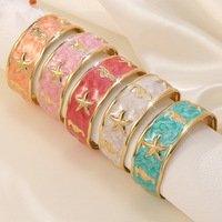 Brazalete Abierto de Acero Inoxidable Chapado en Oro para Mujer HWASAN, Diseño de Goteo de Aceite, Simple, Moderno y Personalizable, el Más Vendido