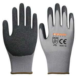 Безопасная нейлоновая серая, черная, оптовая продажа, дешевые защитные рабочие перчатки с латексным покрытием