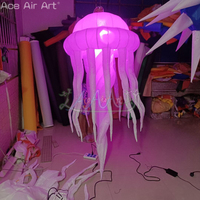 Belle méduse en spirale longue d'éclairage LED, décorations suspendues gonflables pour événements et fêtes, poisson gelée gonflable