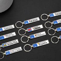 Vente en gros de porte-clés de plaque d'immatriculation européenne suspendus porte-clés drapeau national du Canada porte-clés rectangulaire en métal blanc en résine époxy