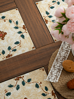 Carreaux floraux vintage de petite taille, carreaux de sol antidérapants et carreaux imitation bois pour salon, chambre, balcon et maison de thé, usage intérieur