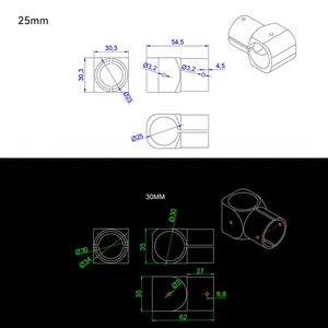 RJXHOBBY RJX 16/20/25mm Drone T-joint Landing Gear Carbon Tube <b>Clamp</b> Fixer, T-type Connector for Round Carbon Tubes - Product Image 5