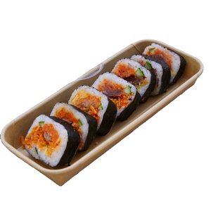 Thân Thiện Với Môi Phân Hủy Sinh Học Mỡ Chống Thấm Nước Kraft Giấy Tấm Bát Sushi Khay Nhựa Nắp Cho Đồ Ăn Nhẹ Bánh Sandwich - Product Image 1