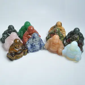 2023 Hot selling product buddha necklace stone green chinese bar small high polished marble sitting crystal healing game