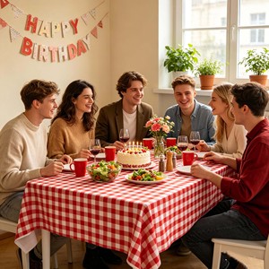 Premium Disposable Eco-Friendly <b>Plastic</b> Modern Printed Cartoon Pattern <b>Tablecloth</b> 137x274cm for Rectangular Tables - Product Image 2