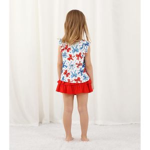 ชุดเด็กผู้หญิงแบบ 2 ชิ้น เสื้อแขนกุด กระโปรงระบายสีแดง น้ำเงิน ขาว ลายโบว์  ไซส์ 2-5 ขวบ - Product Image 5