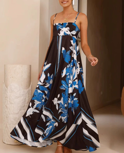 Maxi abito 2025 con stampa di moda da donna con spalline sottili da <span class=keywords><strong>spiaggia</strong></span> <span class=keywords><strong>e</strong></span> da strada - Product Image 5