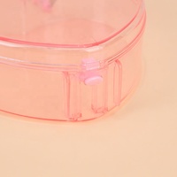 Boîte de rangement en plastique rose en forme de cœur pour cosmétiques et bijoux, boîtes de bureau pour boucles d'oreilles et bagues, pour enfants et projets DIY