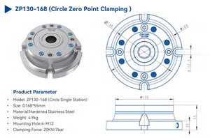 Série de pinces pneumatiques à point zéro ZP130-168 (Station simple circulaire) - Product Image 2