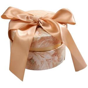 Custom logo luxury round cardboard small gift packaging artificial fresh flower box with ribbon decoration