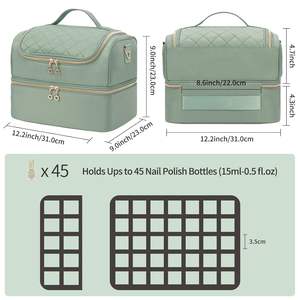 Étui de transport gratuit, organisateur de vernis à ongles à 2 couches, sac pour vernis à ongles, sac à vernis à ongles à double couche, sacs de rangement pour vernis à ongles - Product Image 6