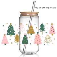 Vente en gros Nouveau design de Noël UV DTF Cup Wraps Autocollants 3D Christmas Uvdtf Cup Wraps Stickers pour 16OZ Cup Wraps