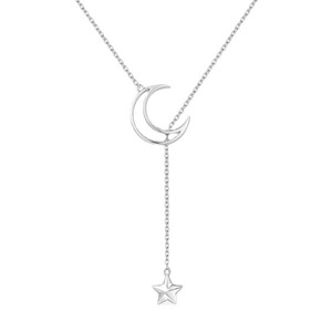 Moonlit Shooting Star Necklace Stainless Steel Moon Pendant Clavicle Chain For Women Gift Autumn Winter Jewelry - Product Image 5