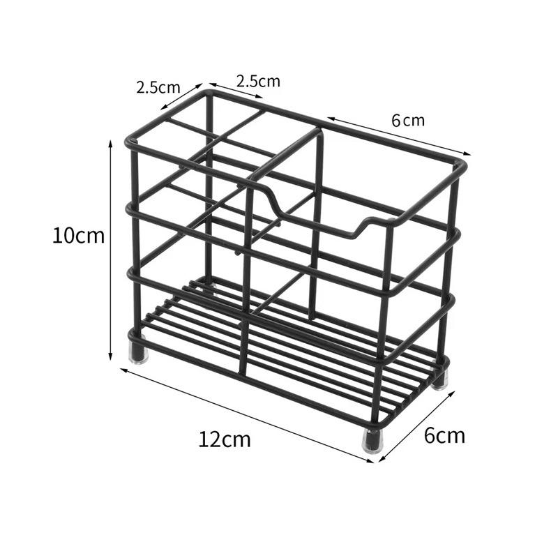 สีดำ ขนาด 12Lx6Wx10H ซม. (ชั้นวางแปรงสีฟันแบบ 4 ช่อง พร้อมแผ่นกาว)