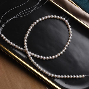 Perla de <span class=keywords><strong>Akoya</strong></span> de agua dulce de China, collar semiacabado blanco de cuentas redondas de 5-5,5mm con resplandor, joyería hecha a mano, Material de abalorios DIY - Product Image 3