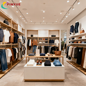 Muebles de Tienda de Ropa Personalizados, Iluminación para Boutique de Moda Femenina, Exhibidores de Ropa de Madera, Mostrador de Exhibición de Ropa para Tienda de Ropa - Product Image 1