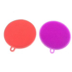 Food Grade Silicone Dish Scrubber BPA Free Reusable Rubber Sponges Dry Fast Silicone Sponge Dish Brush
