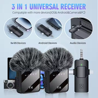 Kit de microphones sans fil avec 2 micros portatifs omnidirectionnels à condensateur avec suppression du bruit pour l'enregistrement